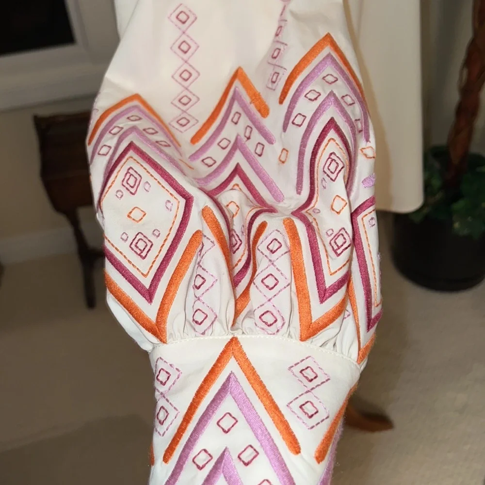 Chico’s Embroidered Sleeve V-Neck Blouse